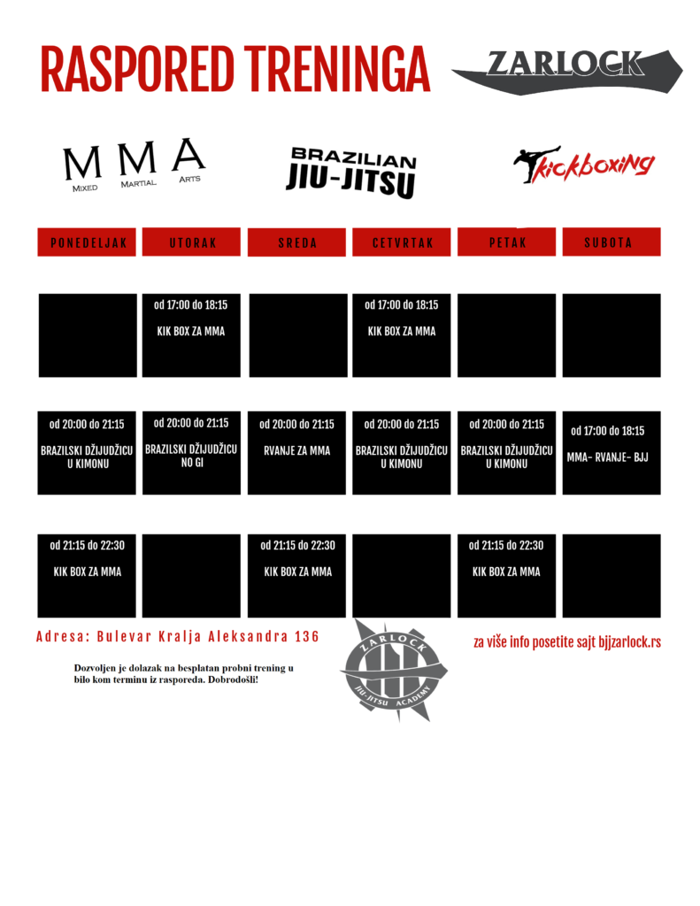 MMA i BJJ raspored treninga